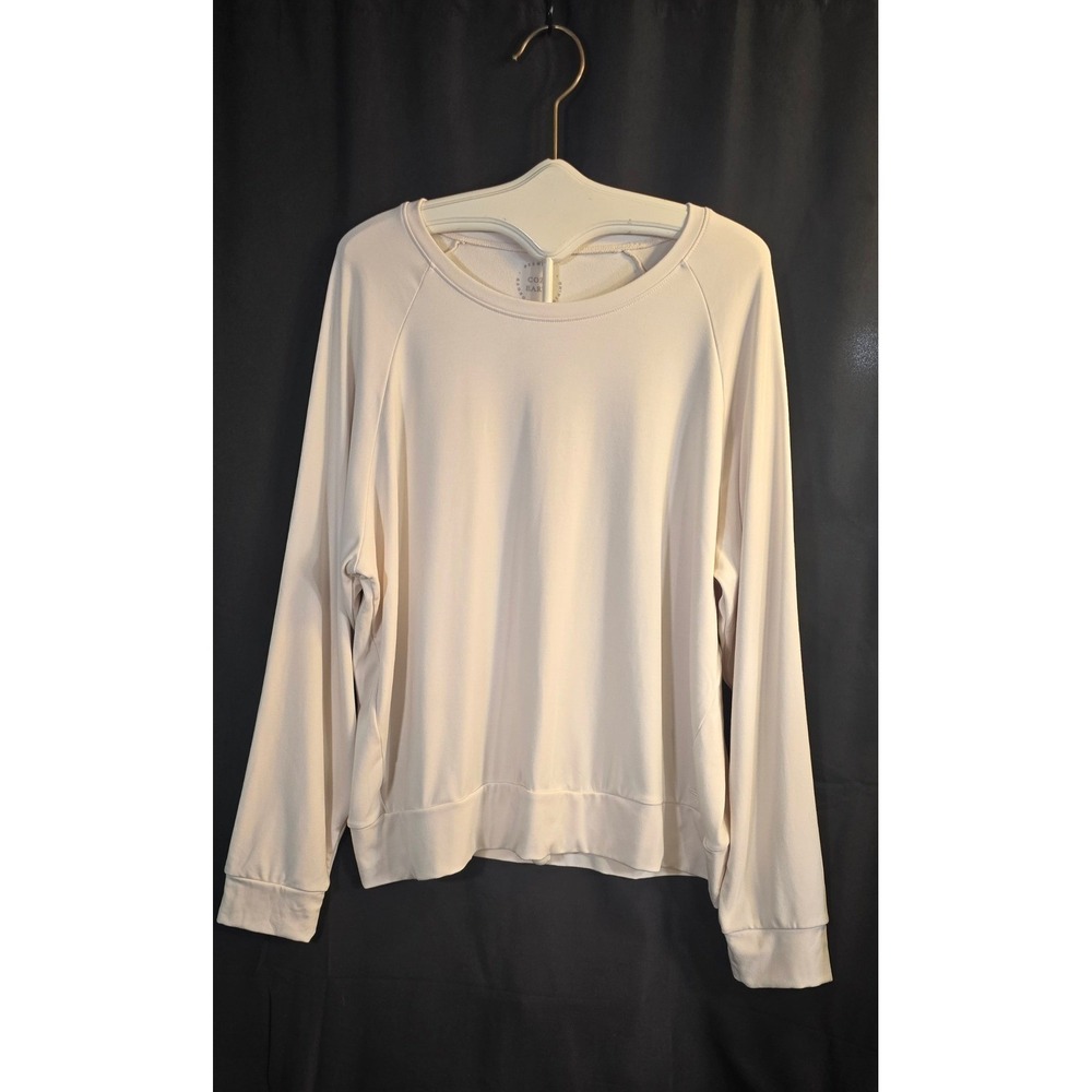 $130 Cozy Earth Bamboo Pullover XXL Ivory Long Sleeve Raglan Crewneck Sweatshirt
